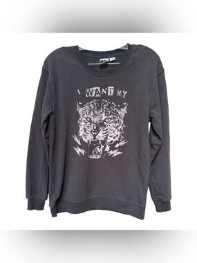 MTV Leopard Graphic Sweatshirt Vintage Style Black Small